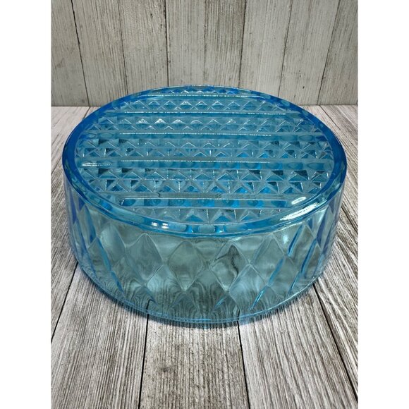 Vtg EAPG Bryce Brothers Style Bowl Diamond Quilted Pattern Sky Blue Glass 8" DIA - Picture 3 of 6
